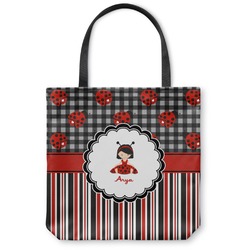 Ladybugs & Stripes Canvas Tote Bag - Large - 18"x18" (Personalized)