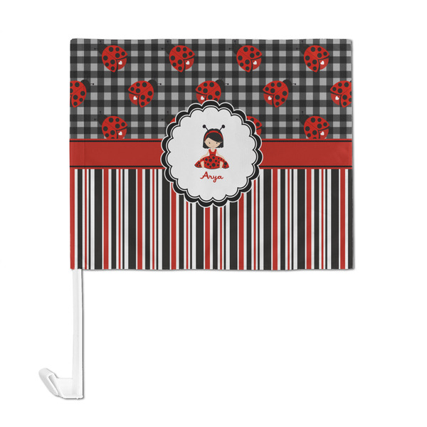 Ladybugs & Stripes Car Flag - Large - FRONT
