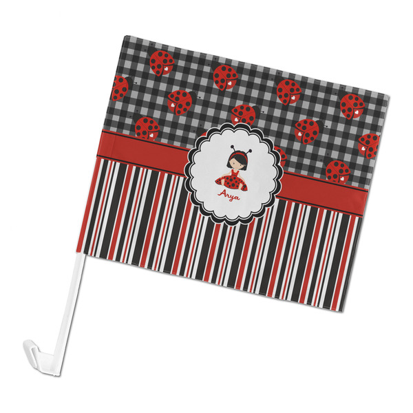 Custom Ladybugs & Stripes Car Flag (Personalized)