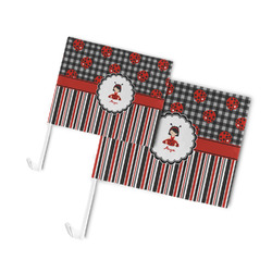 Ladybugs & Stripes Car Flag (Personalized)