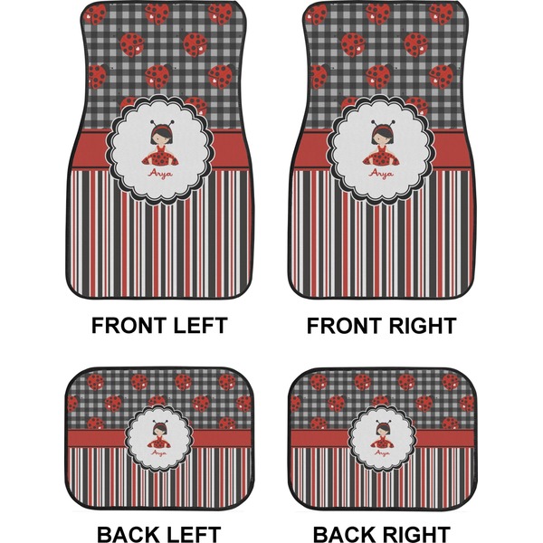 Ladybugs & Stripes Car Floor Mats Set (2F + 2B)