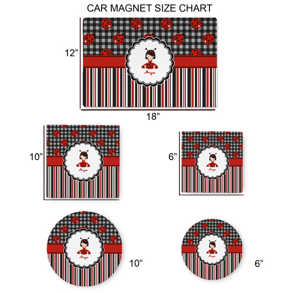 Ladybugs & Stripes Car Magnets - SIZE CHART