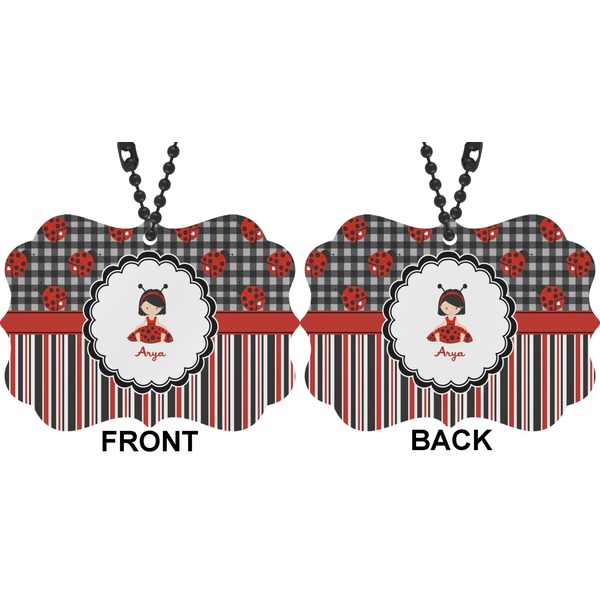 Ladybugs & Stripes Car Ornament (Approval)