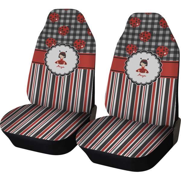 Custom Ladybugs & Stripes Car Seat Covers (Set of Two) (Personalized)