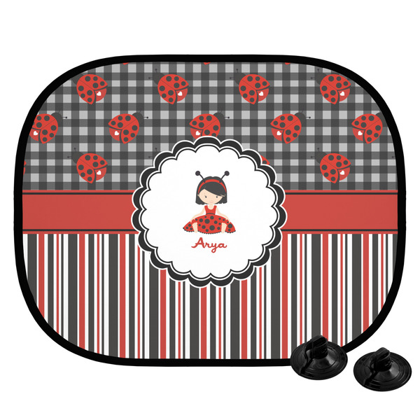 Custom Ladybugs & Stripes Car Side Window Sun Shade (Personalized)