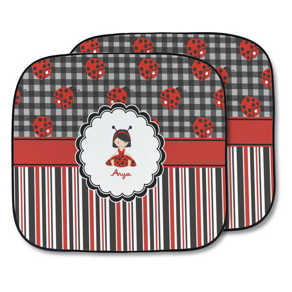 Custom Ladybugs & Stripes Car Sun Shade - Two Piece (Personalized)