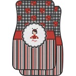 Ladybugs & Stripes Car Floor Mats (Front Seat) (Personalized)