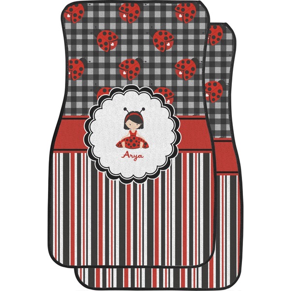 Custom Ladybugs & Stripes Car Floor Mats (Personalized)