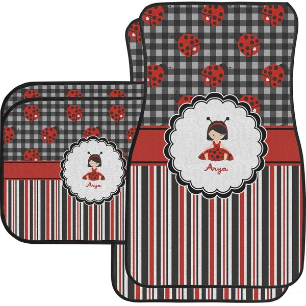 Ladybugs & Stripes Custom Car Floor Mats (Back Seat)