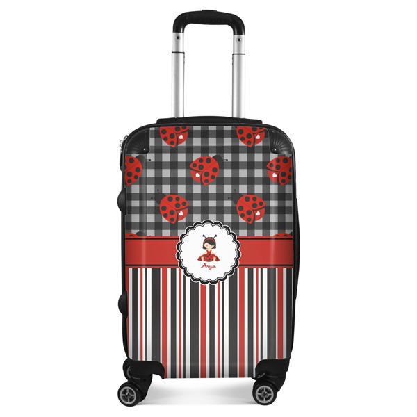 Custom Ladybugs & Stripes Suitcase - 20" Carry On (Personalized)