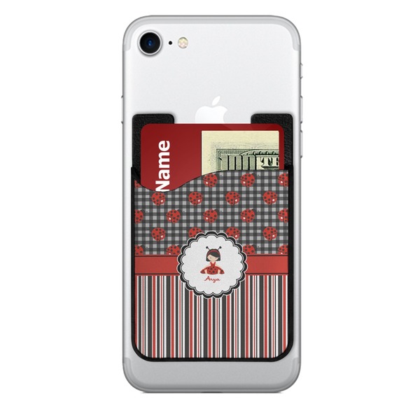 Custom Ladybugs & Stripes 2-in-1 Cell Phone Credit Card Holder & Screen Cleaner (Personalized)