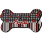 Ladybugs & Stripes Ceramic Dog Ornament - Front & Back w/ Name or Text