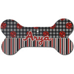 Ladybugs & Stripes Ceramic Dog Ornament - Front w/ Name or Text