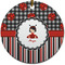 Ladybugs & Stripes Ceramic Flat Ornament - Circle (Front)