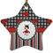 Ladybugs & Stripes Ceramic Flat Ornament - Star (Front)