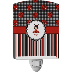 Ladybugs & Stripes Ceramic Night Light (Personalized)