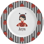 Ladybugs & Stripes Ceramic Dinner Plates (Set of 4) (Personalized)