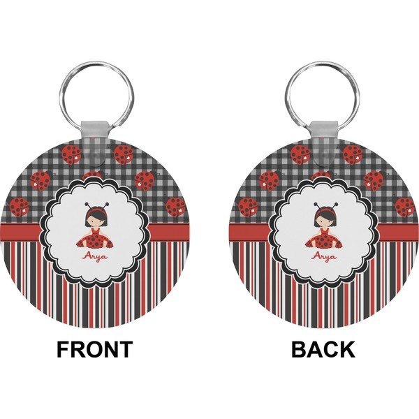 Ladybugs & Stripes Circle Keychain (Front + Back)