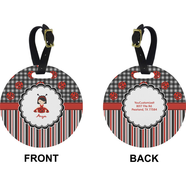 Ladybugs & Stripes Circle Luggage Tag (Front + Back)