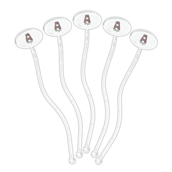 Ladybugs & Stripes Clear Plastic 7" Stir Stick - Oval - Fan