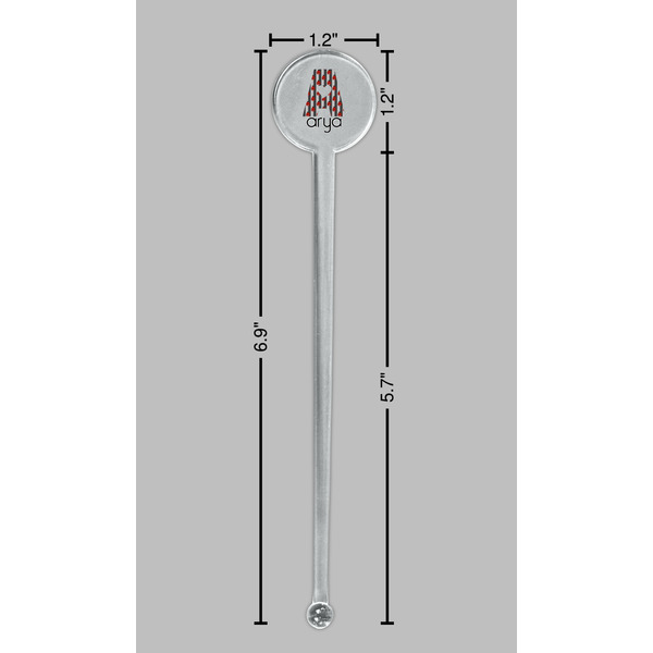 Ladybugs & Stripes Clear Plastic 7" Stir Stick - Round - Dimensions