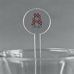 Ladybugs & Stripes 5.5" Round Plastic Stir Sticks - Clear (Personalized)