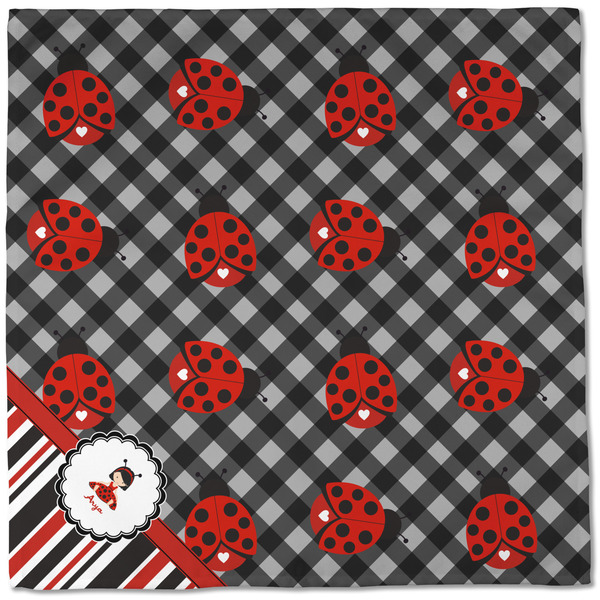 Ladybugs & Stripes Cloth Napkins - Personalized Dinner (Full Open)