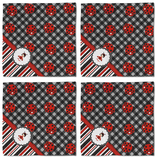 Ladybugs & Stripes Cloth Napkins - Personalized Lunch (APPROVAL) Set of 4
