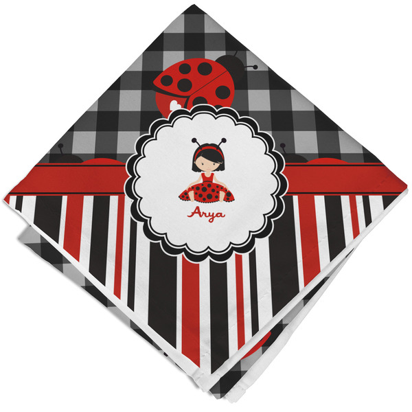 Custom Ladybugs & Stripes Cloth Napkin w/ Name or Text
