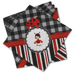 Ladybugs & Stripes Cloth Cocktail Napkins - Set of 4 w/ Name or Text