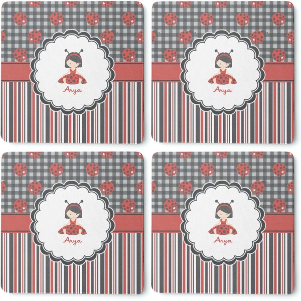Ladybugs & Stripes Coaster Rubber Back - Apvl