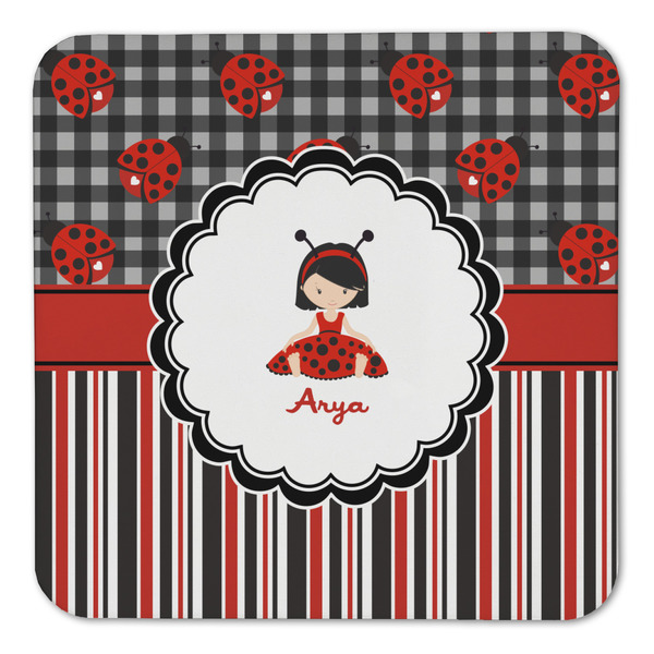 Ladybugs & Stripes Coaster Set - FRONT (one)