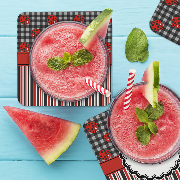 Ladybugs & Stripes Coaster Set - LIFESTYLE