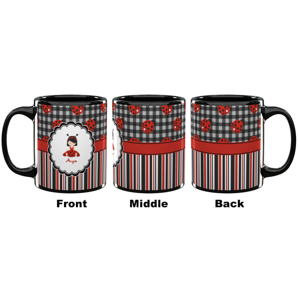 Ladybugs & Stripes Coffee Mug - 11 oz - Black APPROVAL