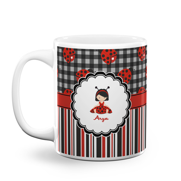 Custom Ladybugs & Stripes Coffee Mug (Personalized)