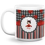 Ladybugs & Stripes 20 Oz Coffee Mug - White (Personalized)