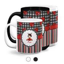 Ladybugs & Stripes Coffee Mug (Personalized)