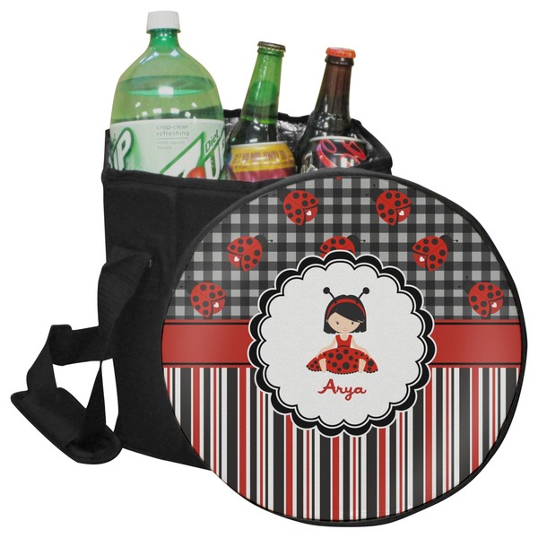 Custom Ladybugs & Stripes Collapsible Cooler & Seat (Personalized)