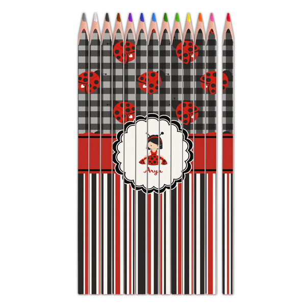 Custom Ladybugs & Stripes Colored Pencils (Personalized)