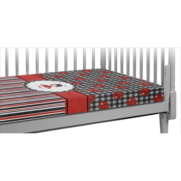 Custom Ladybugs & Stripes Crib Fitted Sheet (Personalized)