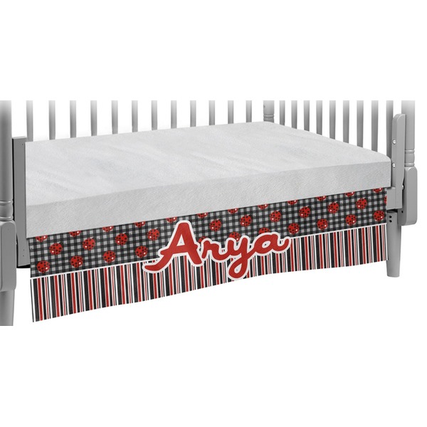 Custom Ladybugs & Stripes Crib Skirt (Personalized)