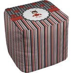 Ladybugs & Stripes Cube Pouf Ottoman - 18" (Personalized)
