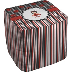 Ladybugs & Stripes Cube Pouf Ottoman (Personalized)
