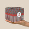 Ladybugs & Stripes Cube Favor Gift Box - On Hand - Scale View
