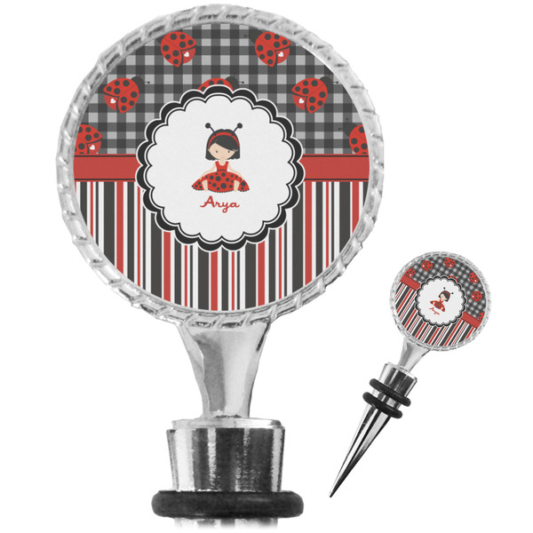Custom Ladybugs & Stripes Wine Bottle Stopper (Personalized)