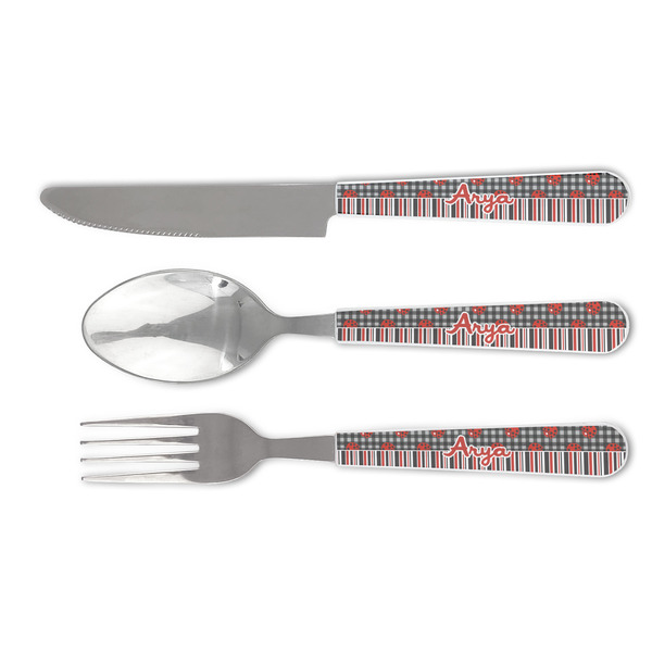 Custom Ladybugs & Stripes Cutlery Set (Personalized)