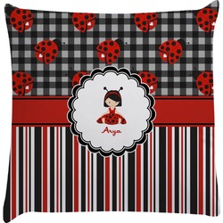 Ladybugs & Stripes Decorative Pillow Case (Personalized)
