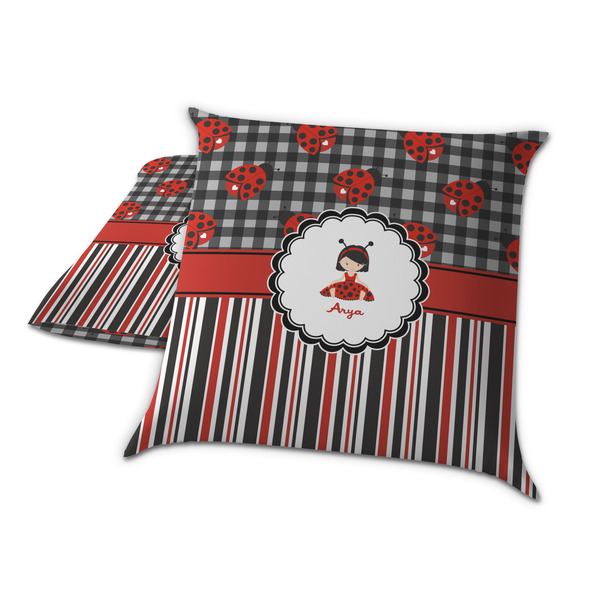 Ladybugs & Stripes Decorative Pillow Case - TWO