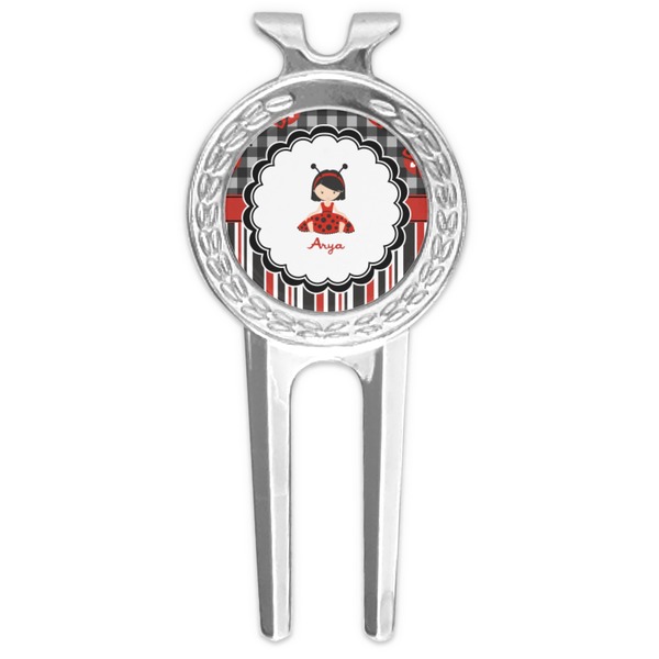 Custom Ladybugs & Stripes Golf Divot Tool & Ball Marker (Personalized)