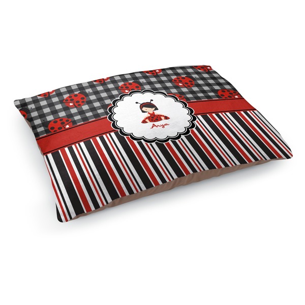 Custom Ladybugs & Stripes Dog Bed - Medium w/ Name or Text